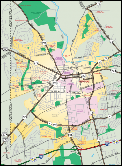 Newark, Delaware state route map