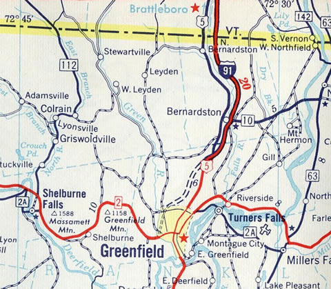 I-91 - Greenfield, MA - 1961 Map