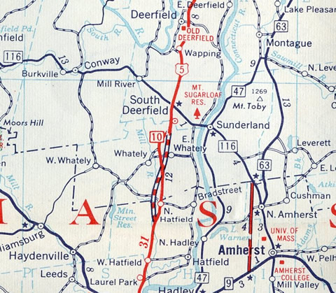 I-91 Whately, Massachusetts - 1961 Map