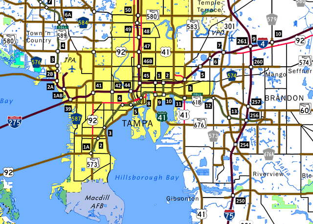 Tampa Toll Roads Map State Road 618 - Lee Roy Selmon Expressway - Aaroads - Florida