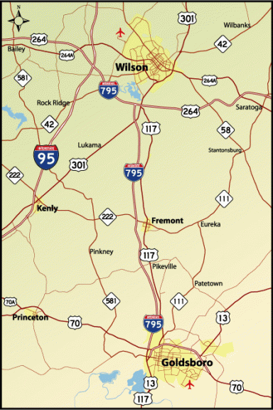 Interstate 795 North Carolina Map - Created by Justin Cozart