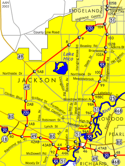 Jackson, MS Map Map of Jackson, MS