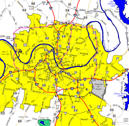 Nashville City Limits Map Interstate 440 - Aaroads - Tennessee