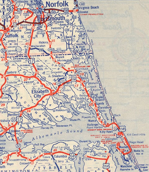 Outer Banks Map With Mileposts - New River Kayaking Map