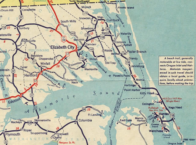 Outer Banks Map With Mileposts - New River Kayaking Map