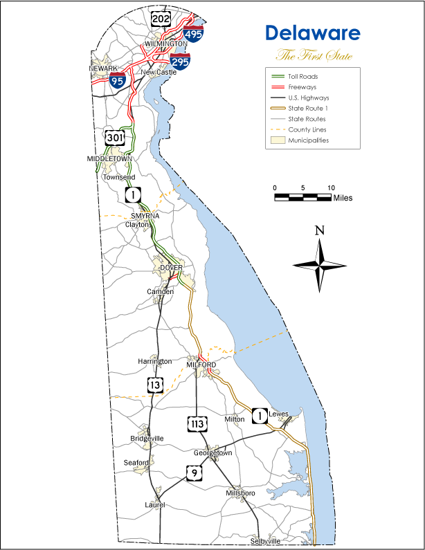 Delaware Road Map Road Map of Delaware