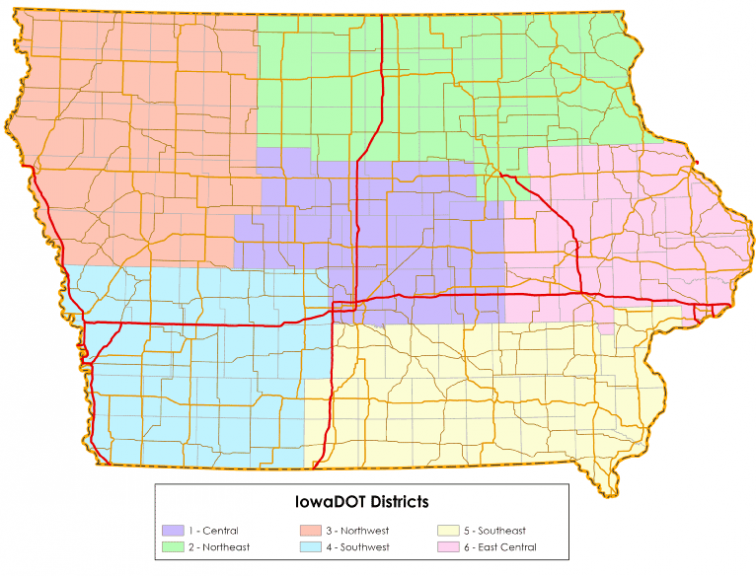 The Iowa Interstate and US Highway network.