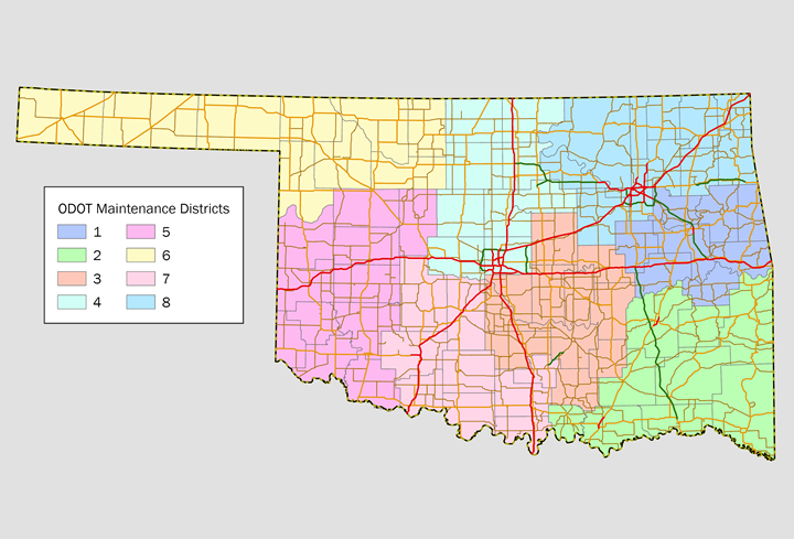 Road map of Oklahoma