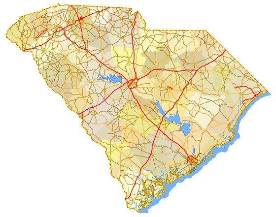 South Carolina Map Map of South Carolina