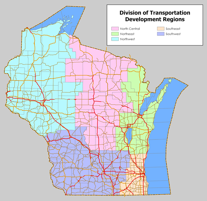 Road map of Wisconsin