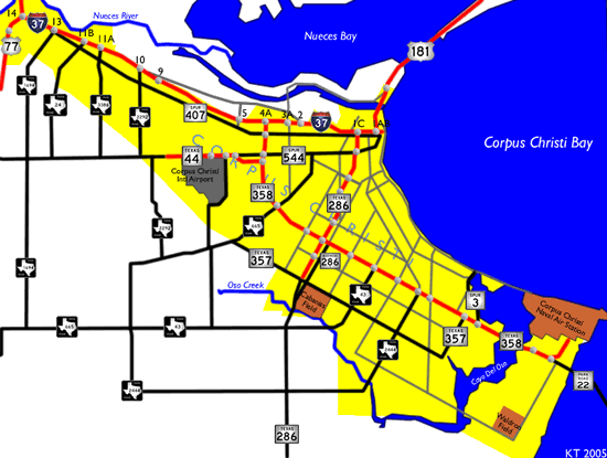 Corpus Christi, TX Map Map of Corpus Christi, TX