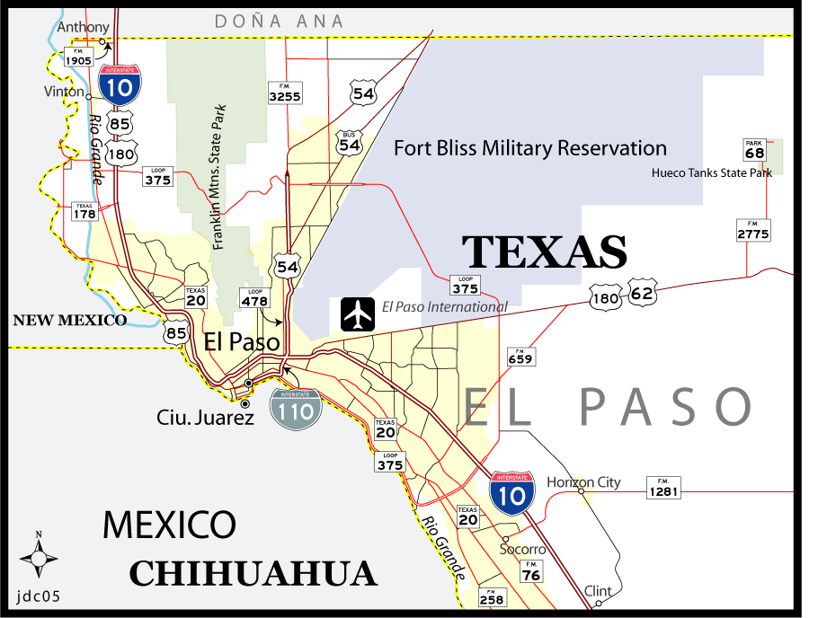 El Paso, Texas map