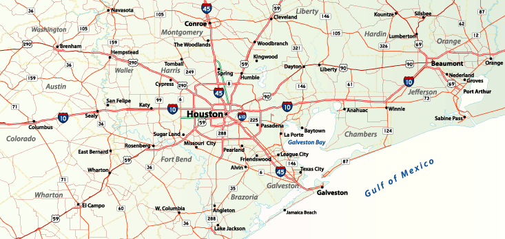 Southeastern Texas Map