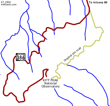 Arizona Route 386 - Kitt Peak Map