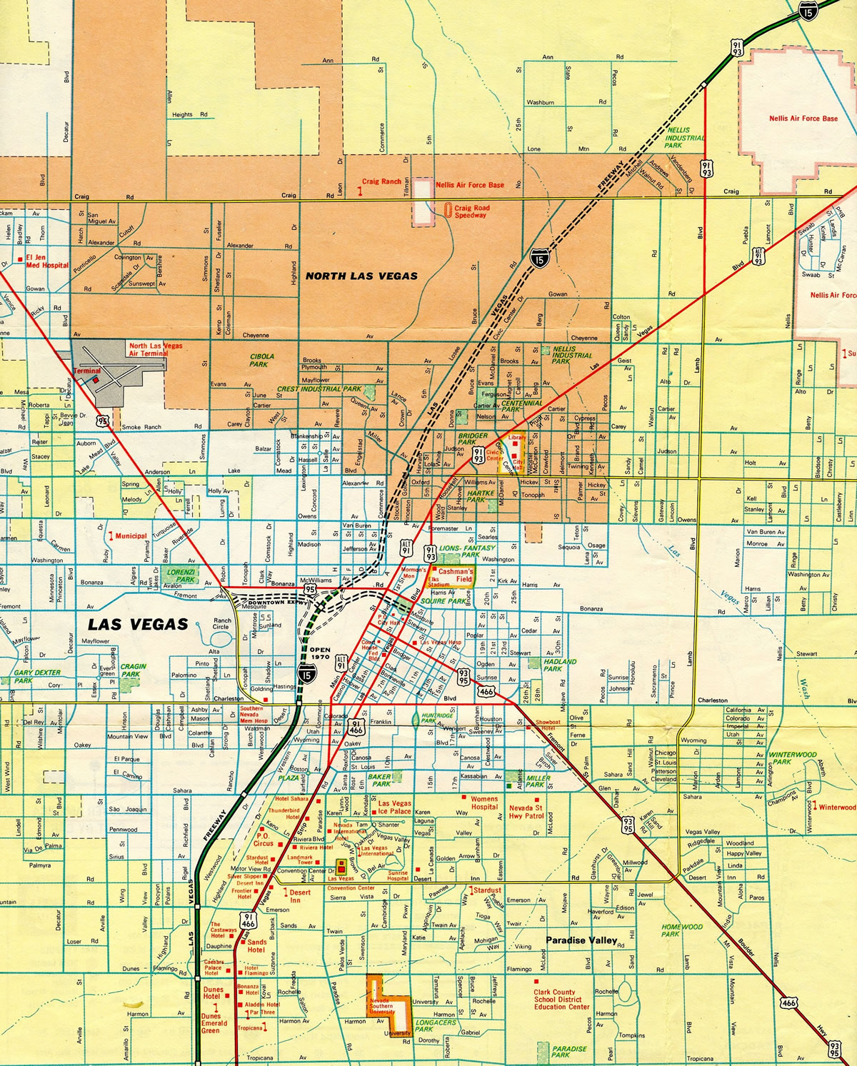 Large Las Vegas strip map with monorail - 2012, Las Vegas, Nevada state, USA, Maps of the USA