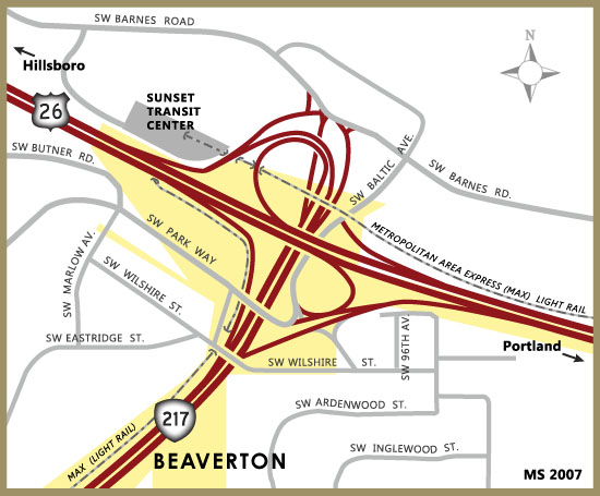 OR 217 / U.S. 26 Interchange Map - Beaverton