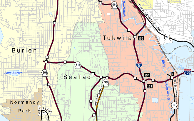 Washington State Route 518 Map