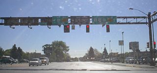 Near downtown Cody, eastbound U.S. 14-16-20 reaches its junction with Alternate U.S. 14 and Wyoming 120. Continue straight ahead on Sheridan Avenue to follow U.S. 14-16-20 east toward Greybull, Worland, and Thermopolis. U.S. 14 splits from U.S. 16-20 at Greybull; U.S. 16 splits from U.S. 20 at Worland, and U.S. 20 travels south through Thermopolis in Hot Springs County before turning east at Shoshoni to follow U.S. 20-26 toward Casper.