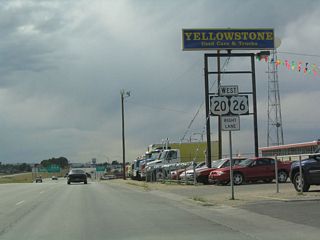 To U.S. 20-26 west, stay in the right lane. To U.S. 20-26 Business west, stay in the left lane.