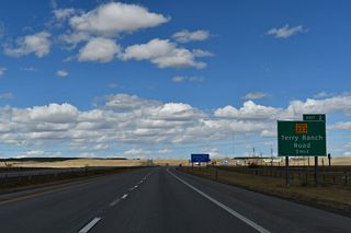 WY-223 (Terry Ranch Road) branches 5.70 miles east from Exit 2, by Valley Reservoir, to U.S. 85 (Greeley Highway). Terry Ranch Road is part of the old alignment of U.S. 87 into Cheyenne.