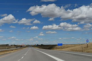 I-25/U.S. 87 run alongside a BNSF Railroad line north from Exit 4.