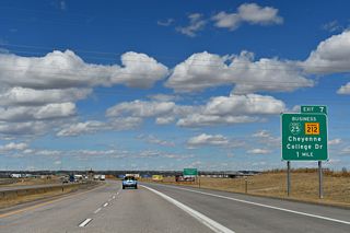 Business Loop I-25/U.S. 87 Business to the Cheyenne city center commences east along College Drive from Exit 7 at Clear Creek Parkway.