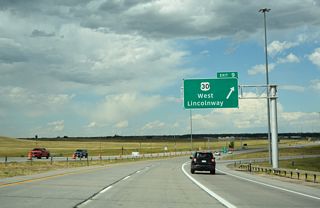U.S. 30 overlaps with Business Loop I-80 east between I-80 at WY-225 (Otto Road) and WY-220 (College Drive). U.S. 30 east rejoins Interstate 80 at Archer.
