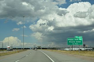 Interstate 25 separates Cheyenne from Francis E. Warren Air Force Base on the ensuing stretch north to Exit 10.