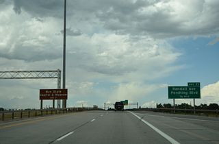 The second exit for F.E. Warren Air Force Base joins I-25/U.S. 87 north with Randall Avenue west into the military facility and east to the Wyoming State Capitol.