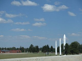 Missile Park at F.E. Warren Air Force Base lies just west of the modified diamond interchange (Exit 11) with Randall Avenue and Hynds Boulevard.