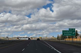 Exit 13 to Vandehei Avenue is the final urban Cheyenne exit from Interstate 25 northbound.