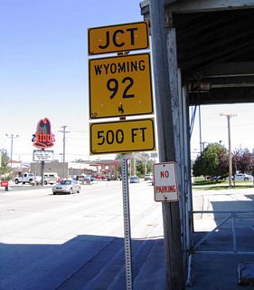 This intersection also serves as the western terminus of multi-state route 92, which connects Torrington in the west with La Moille, Illinois, in the east. the highway traverses Nebraska and Iowa, passing through rural farm and ranching areas on its journey toward the Land of Lincoln. Wyoming 92 follows U.S. 85 south, then turns east into Nebraska where it serves the community of Lyman.