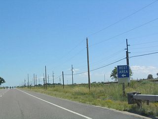 The rest area is located on the north side of U.S. 26-85. Along U.S. 85 south, the next roadside rest area is located in northeastern Laramie County.