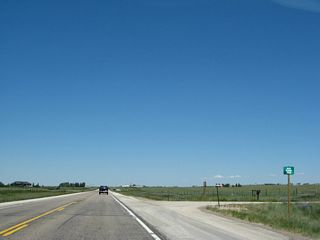 Westbound U.S. 30 and northbound U.S. 287 meet High Plains Road north of Laramie.