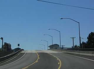 A viaduct carries U.S. 18-85 over the Union Pacific Railroad ahead of Griffith Boulevard.