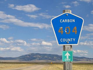 Carbon County Route 404 travels east from Wyoming 130 toward Elk Mountain in Carbon County at a point north of Saratoga and south of Walcott Junction.