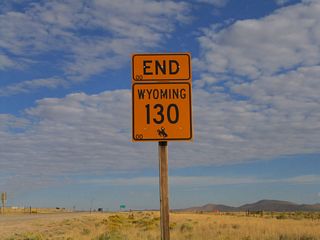 An end Wyoming 130 (and Wyoming 230 as of 2013) sign is posted along northbound Wyoming 130-230 prior to the Interstate 80 and U.S. 30-287 interchange near Walcott Junction. As is standard practice, the end shield appears a half-mile or so before the actual terminus of the highway.  Most primary state routes have end shields, but secondary state routes do not. All things considered, there are very few "primary" state routes in Wyoming.