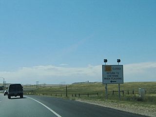 Leaving Cheyenne, during times of inclement weather Wyoming 210/Happy Jack Road may be closed; traffic must turn around here and return to Cheyenne at this point.
