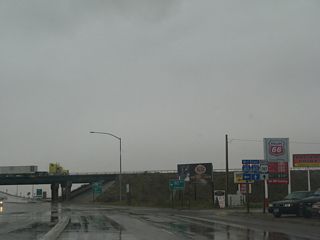 The first left onramp connects to Interstate 80 west to Rawlins, while the second onramp left connects to Interstate 80 east to Cheyenne.