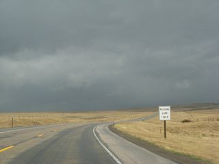 Before the highway was expanded to four-lane expressway, this sign used to advise of a passing lane for southbound motorists along U.S. 287.