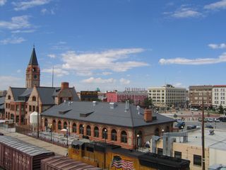 Looking northeastward toward the historic railroad depot and downtown Cheyenne.